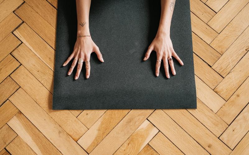 a woman stretching