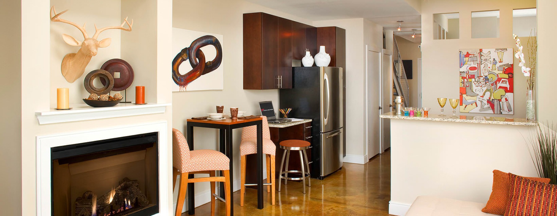 living room with fireplace