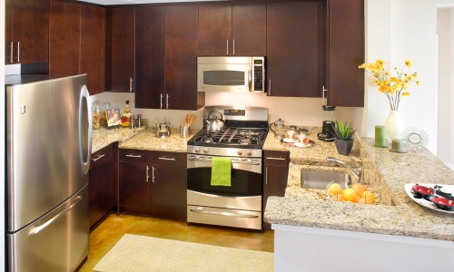 bright c-shaped kitchen