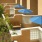 umbrella shaded tables and chairs in sectioned patios