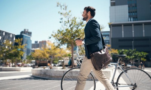 a man walking on a street